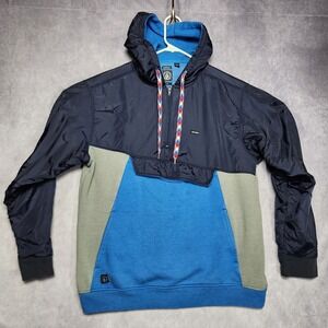 Volcom Pullover Hoodie Mens size Large Ripper Pullover Jacket Blue Pockets